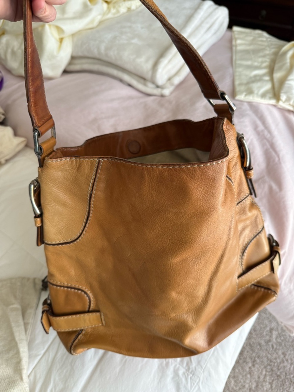 Michael Kors Y2K Tan Cognac Genuine Leather Shoulder Bag! - Picture 2 of 6